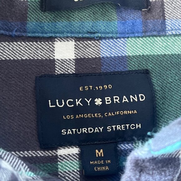 Lucky Brand Saturday Stretch Men's Medium Shirt Plaid Deebo Flannel Multicolor - Picture 4 of 9
